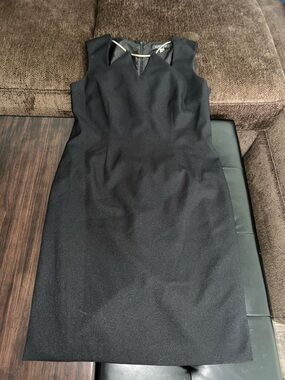 Kasper Black Sheath Midi Dress with Subtle V-Notch